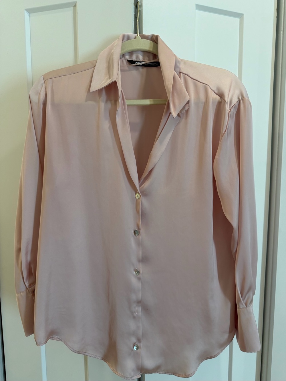 Light Pink Zara Women's Button-Down Blouse